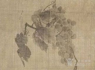 题僧子温画水墨蒲萄